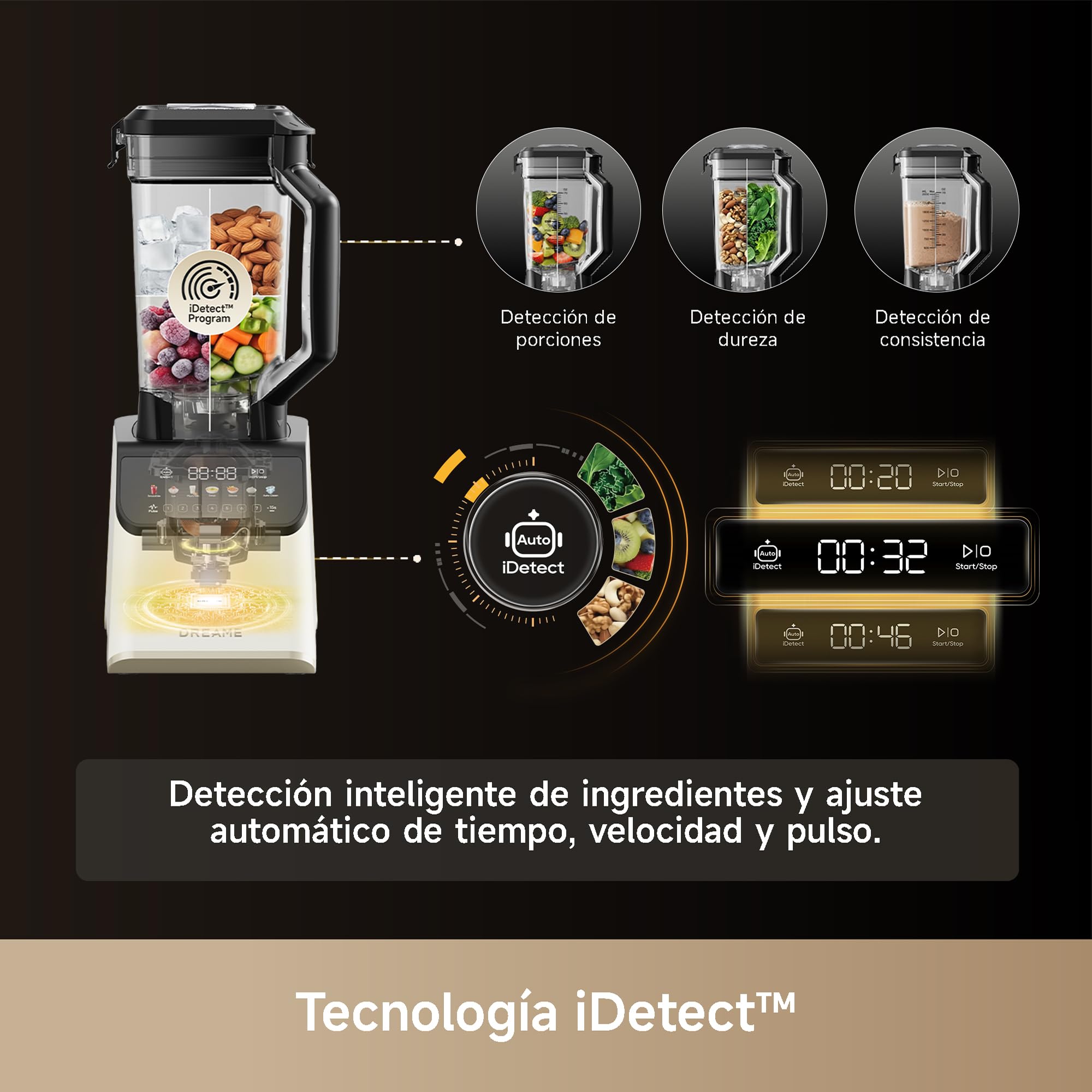 DREAME BlendLogic Blanco, Batidora de Vaso, Tecnología IDetect | 2 Vasos de Tritán (2,0 L + 700 ml), Potente Motor de 2000 W, 9 Programas Inteligentes, Programa de Autolimpieza