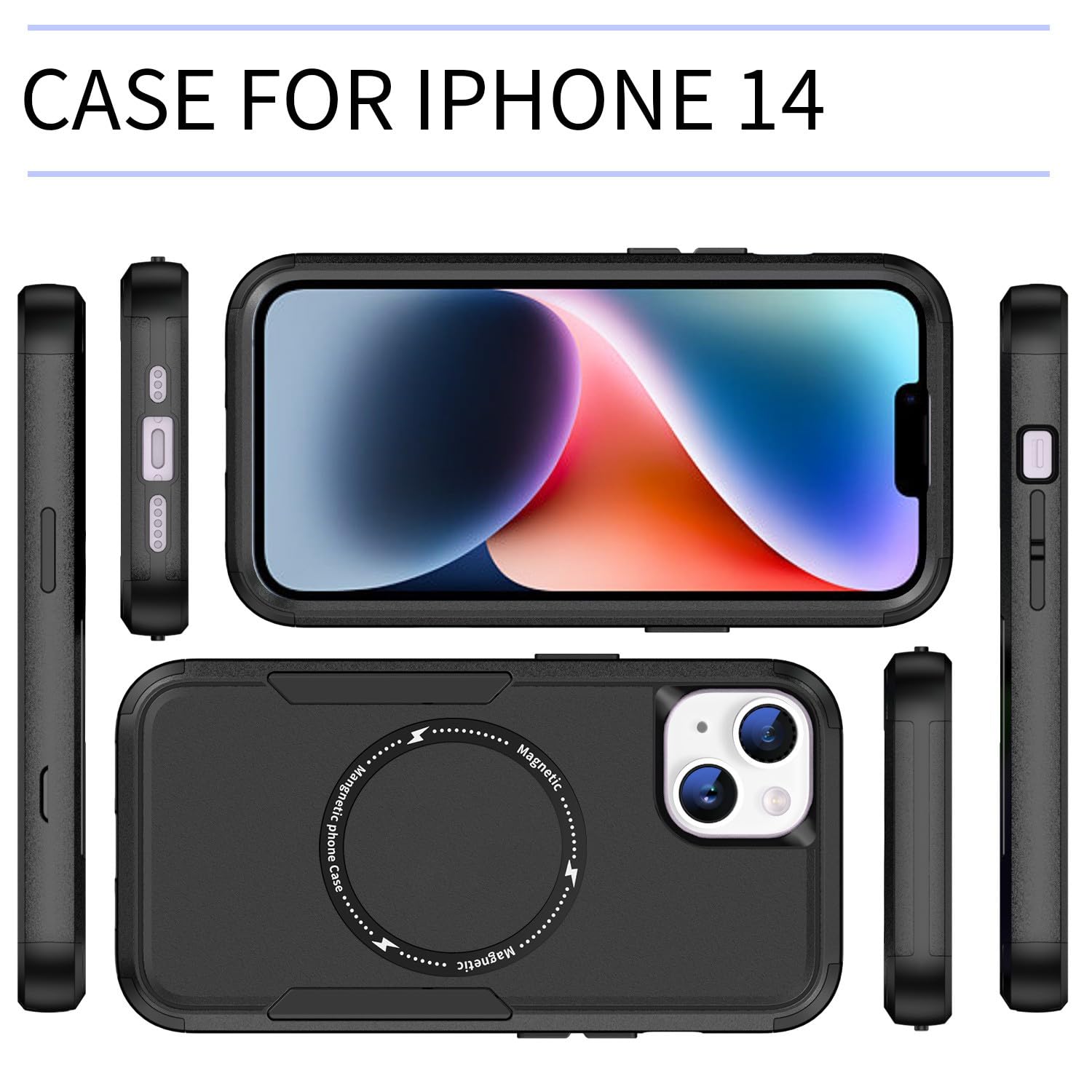 MobNano Coque Magnétique pour iPhone 15 Pro Max, Compatible avec MagSafe, Hybrid Coque pour iPhone 15 Pro Max avec Color, Protection Antichoc Militaire, Housse Anti Rayures - Noir