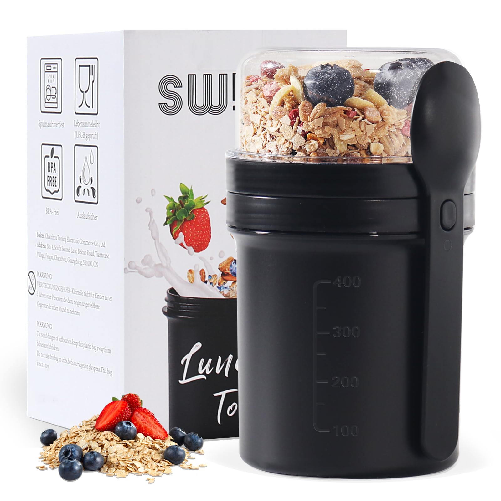 Swkien Müslibecher & Go Becher Joghurtbecher 450ml + 250ml