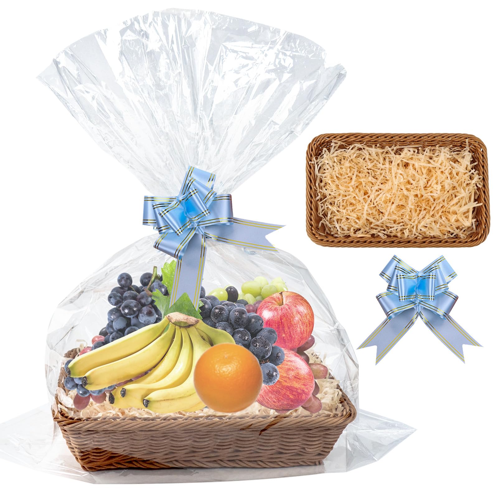 Paquete De 6 Cestas Para Regalos Vacías, Kit De Cesta De Regalo Grande Y Resistente Con Lazos Y