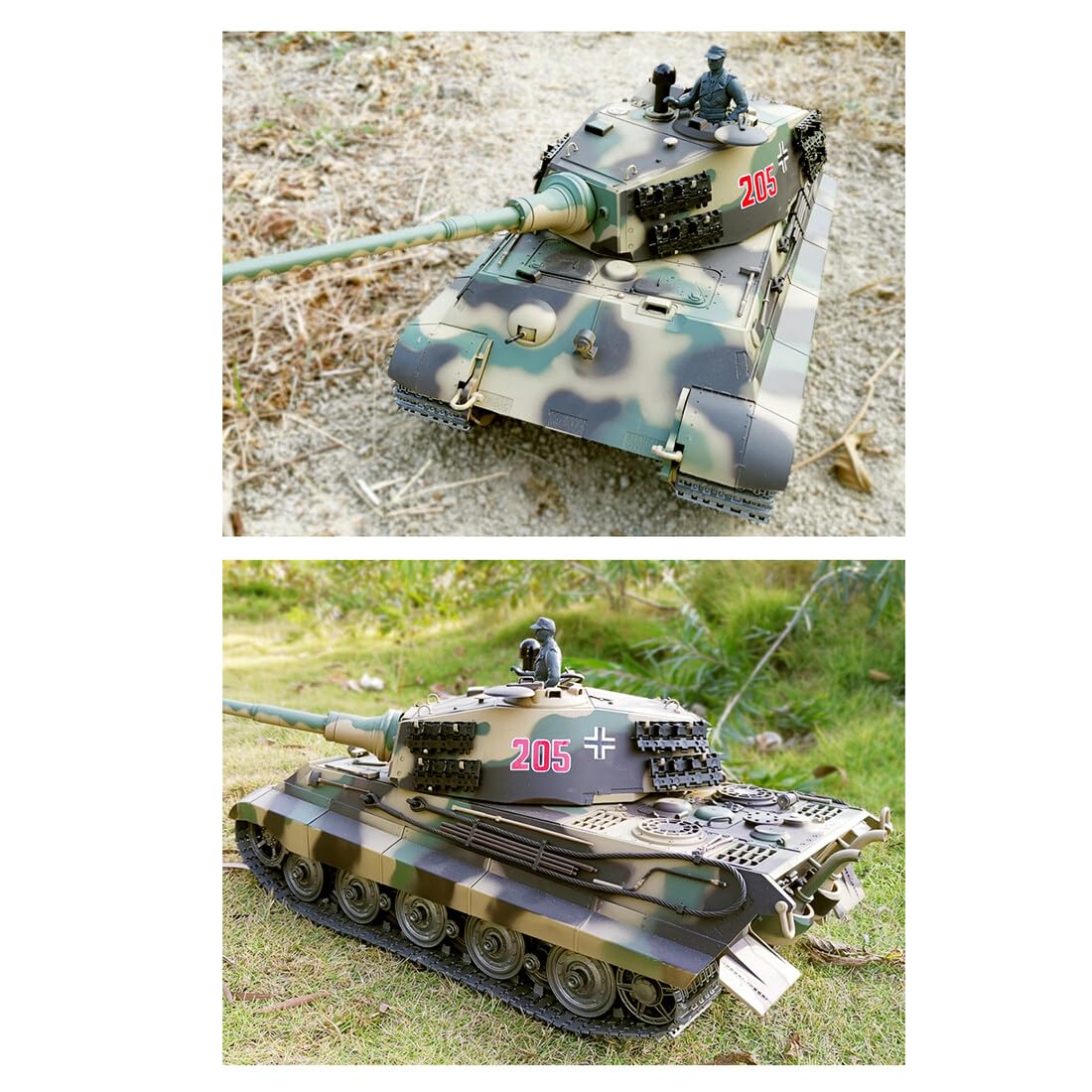 Kisss Telecomando tedesco Henschel Tiger King Battle Tank, 1:16 2.4G RC Modello di veicolo militare con luci e suoni per fan militari e adulti