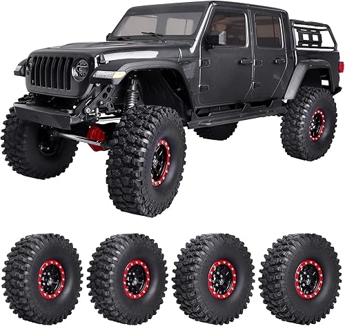 Miniatura 6 de Hobbypark Ruedas y neumáticos Beadlock de 1.9 pulgadas de altura de 4.72 pulgadas, 4.724 in, goma suave, buen agarre, herramienta de montaje para