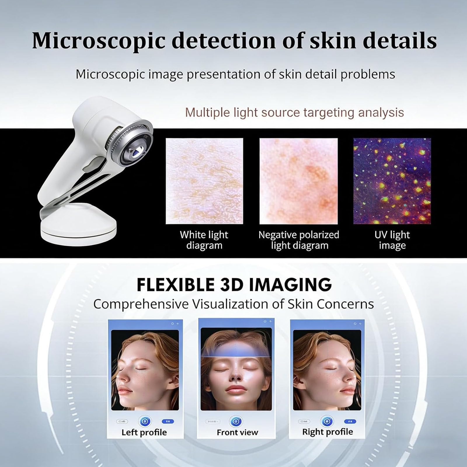 Máquina de análisis facial, escáner de 8 espectros con pantalla táctil de 15.6 pulgadas, analizador inteligente de 36 MP para spa y salón, detecta poros, arrugas y pigmentación
