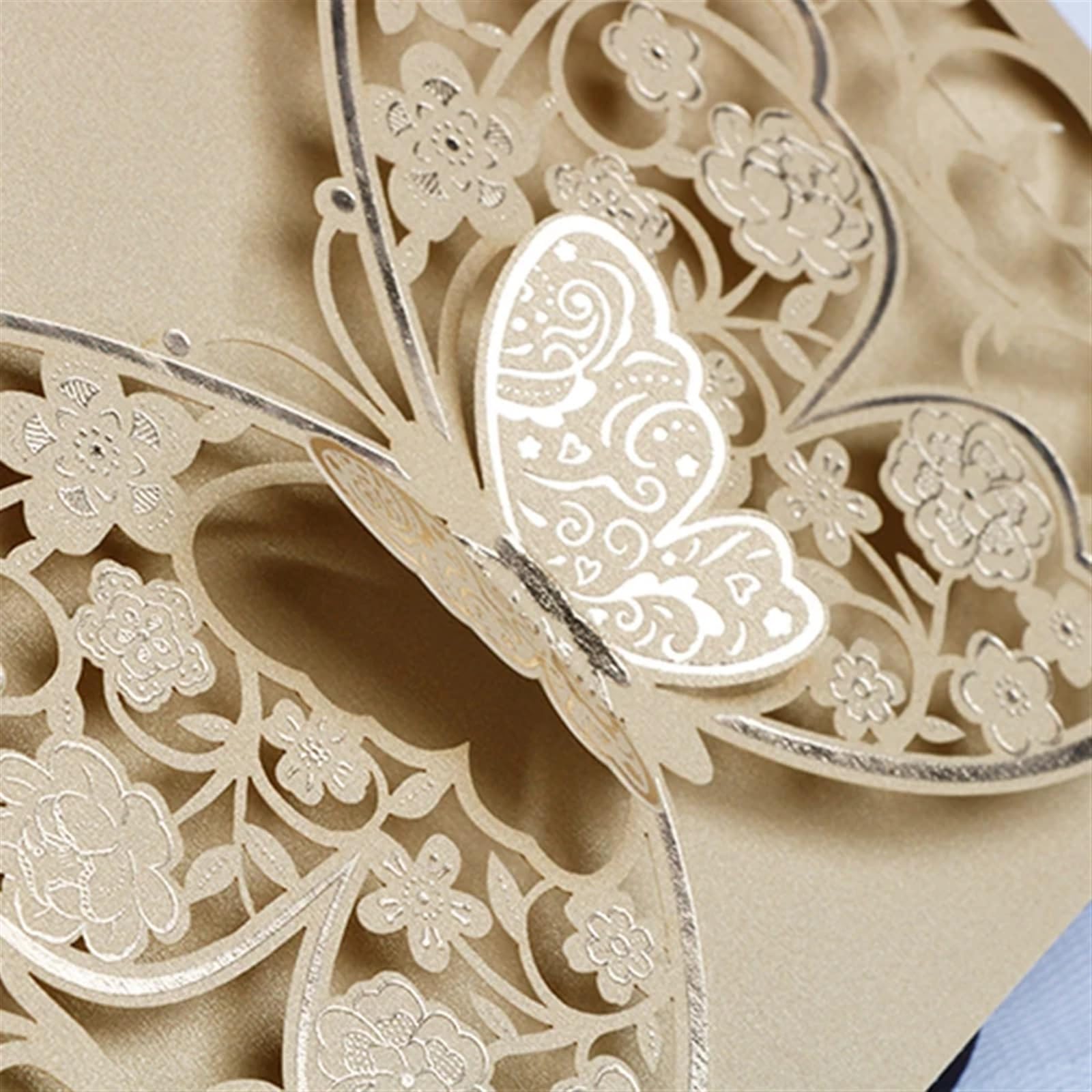 Hochzeitseinladungen 50 Stück Schmetterling, Lasergeschnittene Hochzeitseinladungskartenhüllen, Party-Postkarte, Geschäftsgrußkarte, Verlobung, Hochzeitsdekoration Für Verlobung Party(Mix)