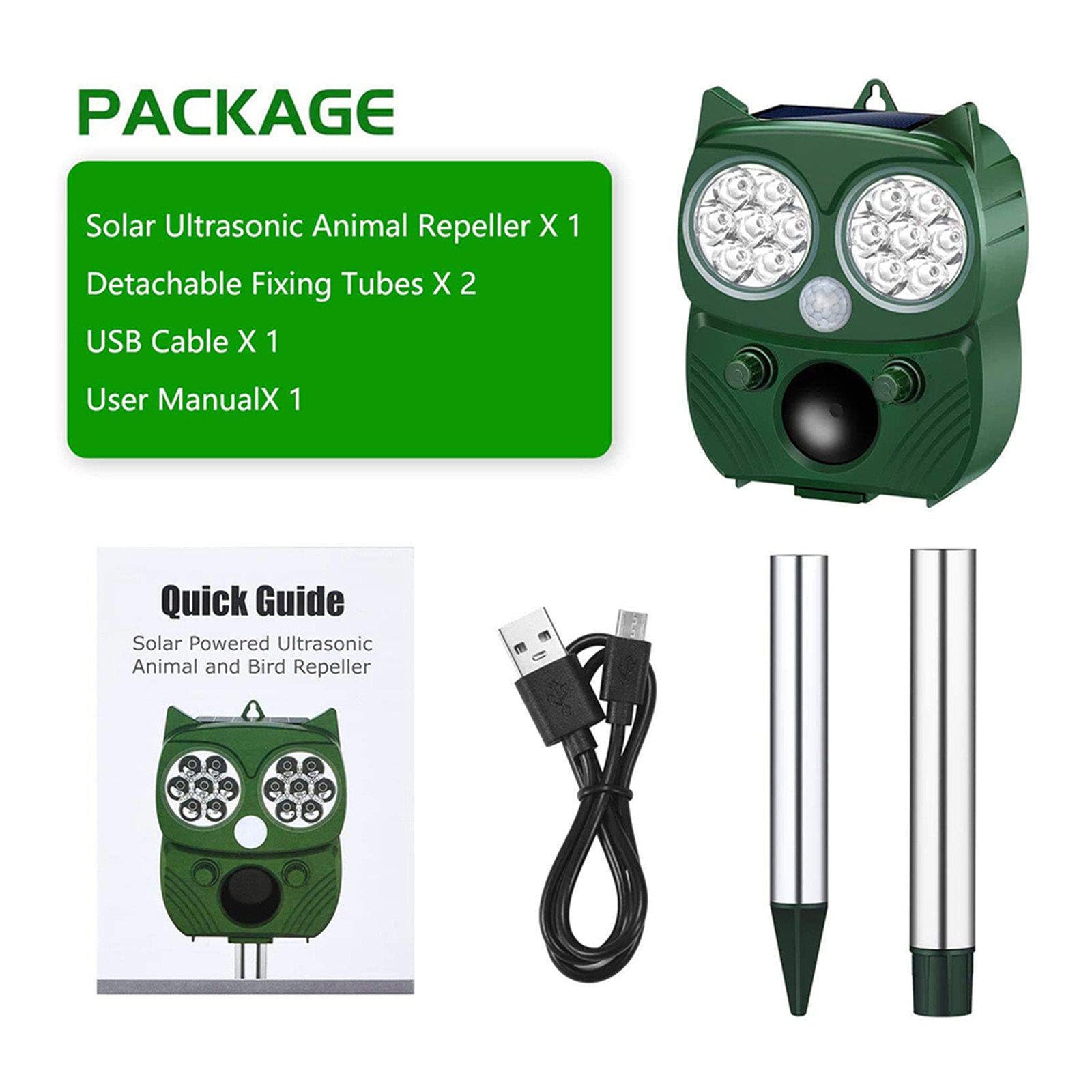 Répulsif Solaire à ultrasons pour Souris imperméable à l’Eau/Dissuasion Chien/Chat/Oiseau, etc.,Green
