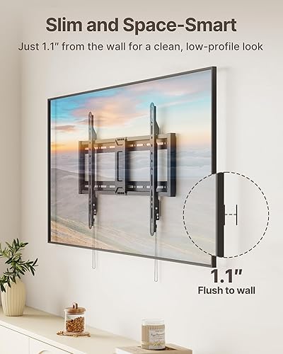 Miniatura 4 de monTEK Soporte de pared fijo resistente para televisores de 43 a 95 pulgadas, soporte ultra delgado de perfil bajo de 1.1 pulgadas, capacidad de 200