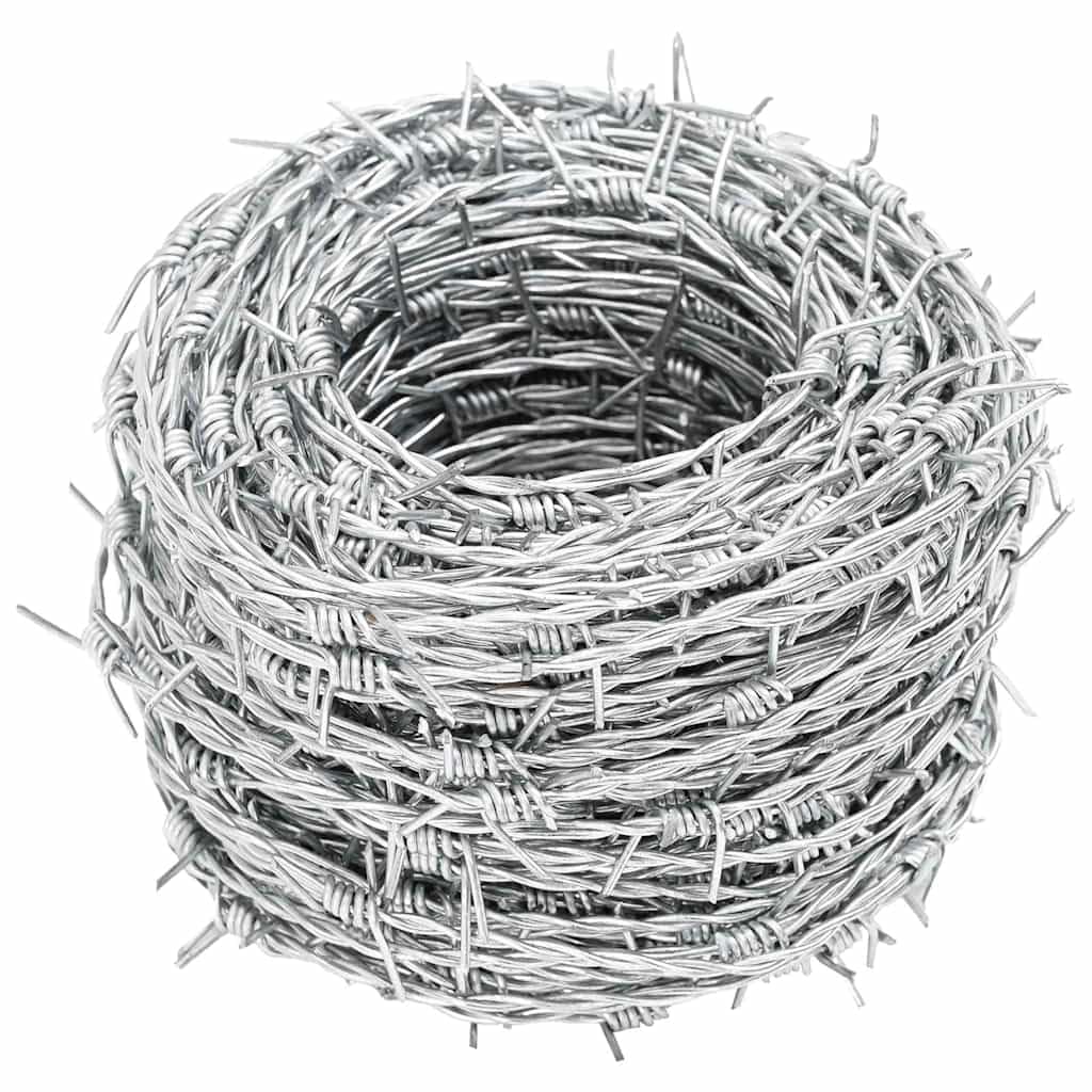 Alambre de púas de 500 m, rollo de alambre de acero galvanizado, diámetro de 1,6 mm, 2 hilos, 4 puntas, distancia entre espinas de 100 mm, para jardín, valla de pasto, protección para plantas