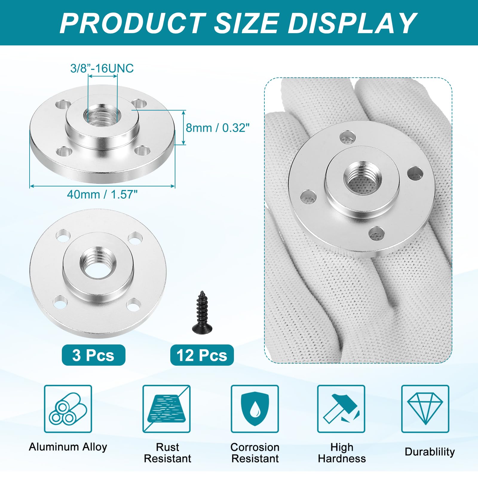 PATIKIL 3/8"-16 Female Thread Microphone Flange Mount - Image 2