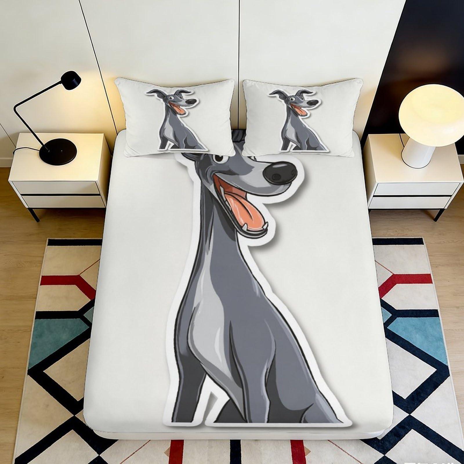 K1r3d9e5 Style-7 3D Printed Cartoon Dog Fitted Sheet Microfiber Soft Breathable Animal Pattern Mattress Cover For Bedroom Dorm Mattress Decor 90X200x25cm