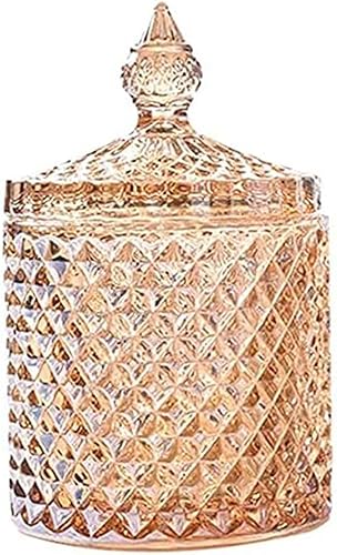 LUCKTE Rainie Love Home - Juego básico de organización de almacenamiento de alimentos, tarro facetado de diamante de cristal con tapa de cristal,