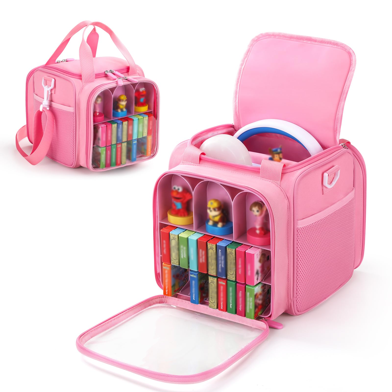 Custodia da trasporto per Little Tikes Story Dream Machine, grande capacità, adatta per proiettori, cuffie, personaggi di personaggi, piccoli libri dorati, con finestra trasparente e tracolla
