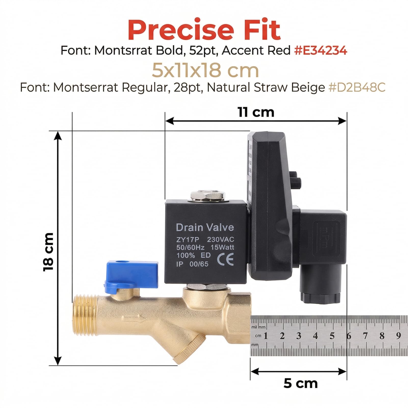 Vanne de Purge des Condensats D'air Comprimé, Purge Temporisée Programmable Avec Plage De Réglage de 0,5-10 S / 0,5-45 Min, économe En énergie pour les Compresseurs D'air (AC230V)