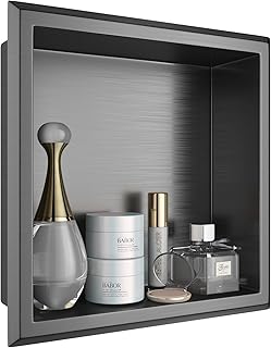 304 Stainless Steel Shower Niche No Tile Needed, 12" X 12" Recessed Shower Shelf for Storage, Wall‐Mounted Niche for Bathroom, Gunmetal Gray