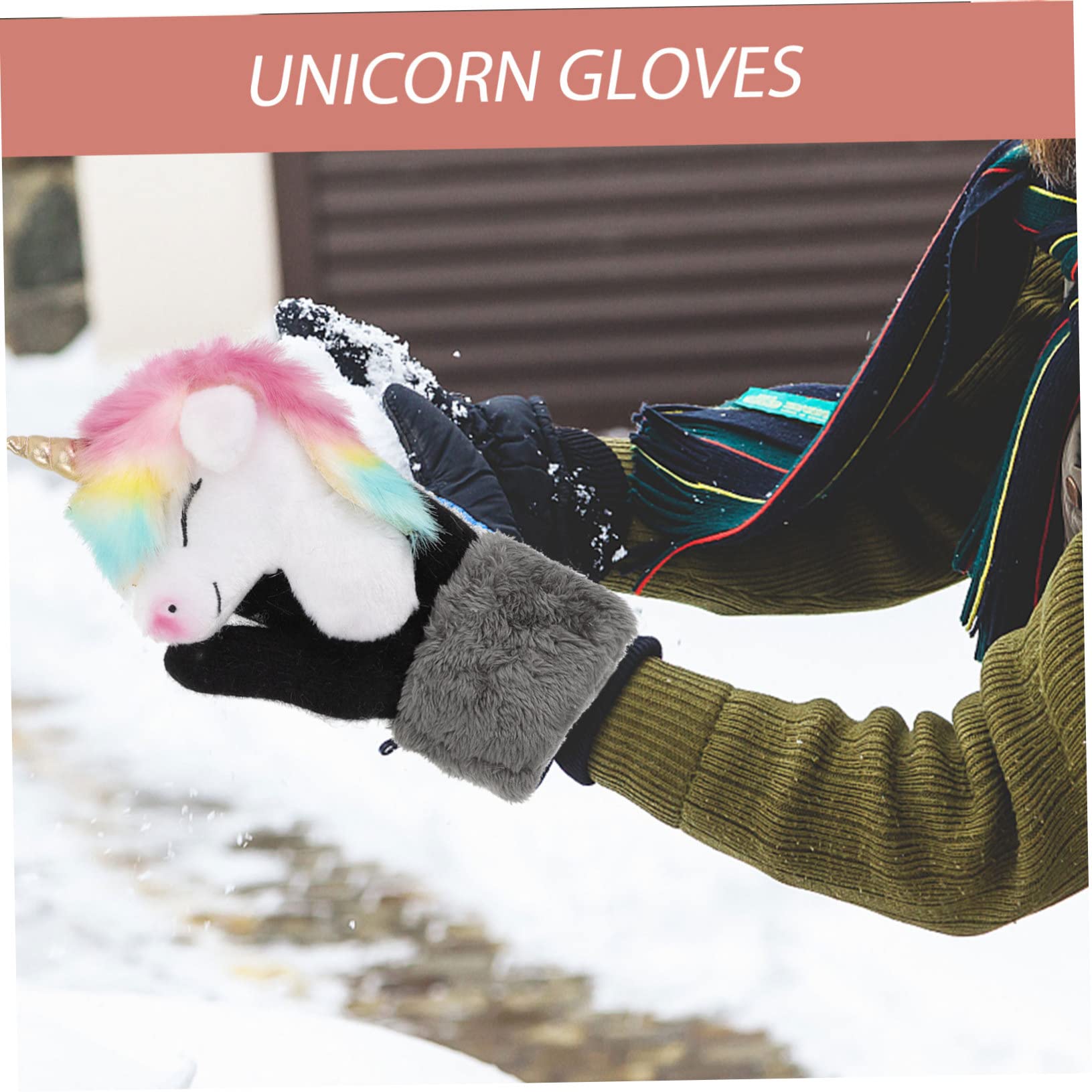 WOFASHPURET 1 Pair Handmade Knitted Animal Gloves Warm Winter Boys and Girls Gloves for Outdoor Activities