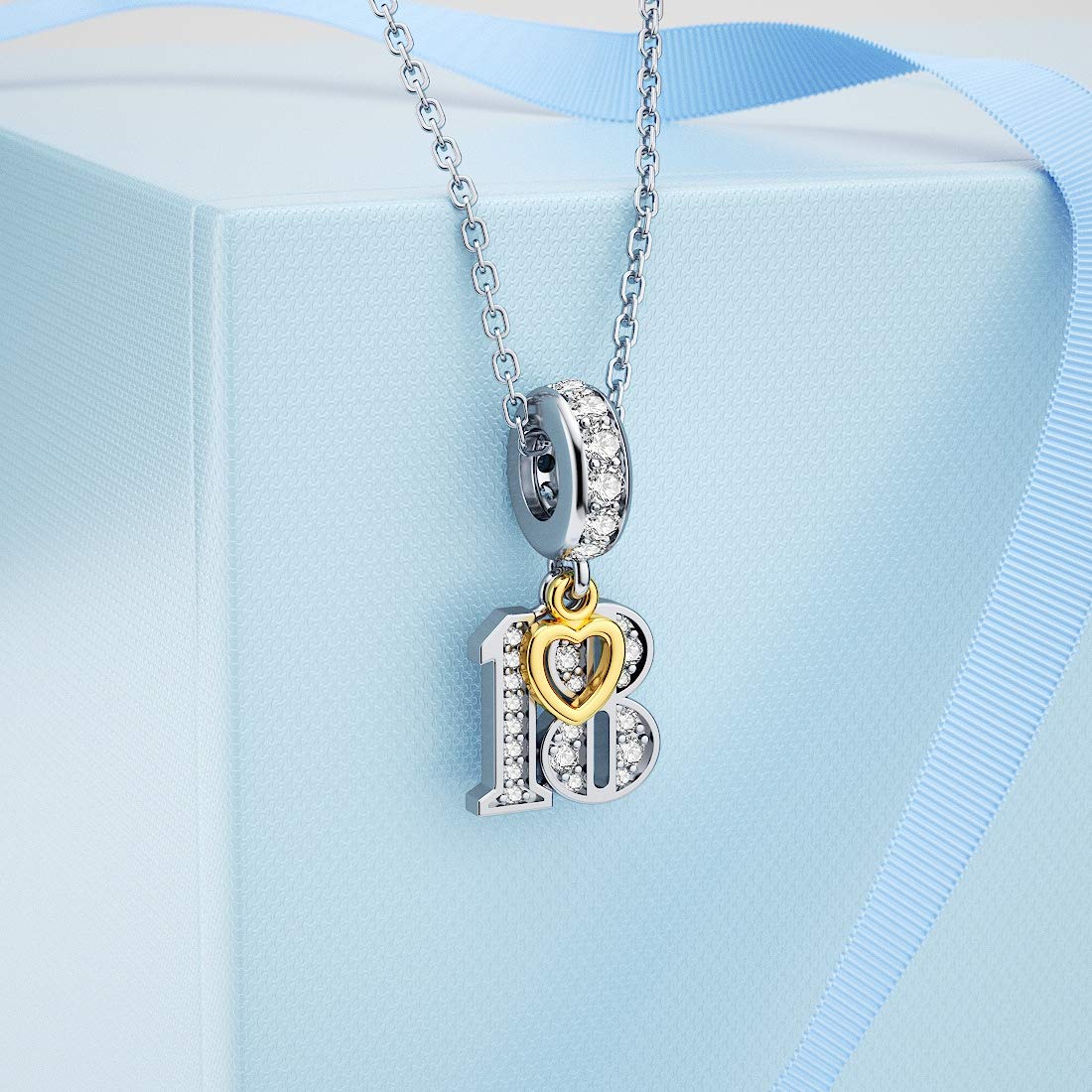 Ciondolo Cuori uni Oro bianco e giallo 18K Diamante - Regalo anniversario elegante