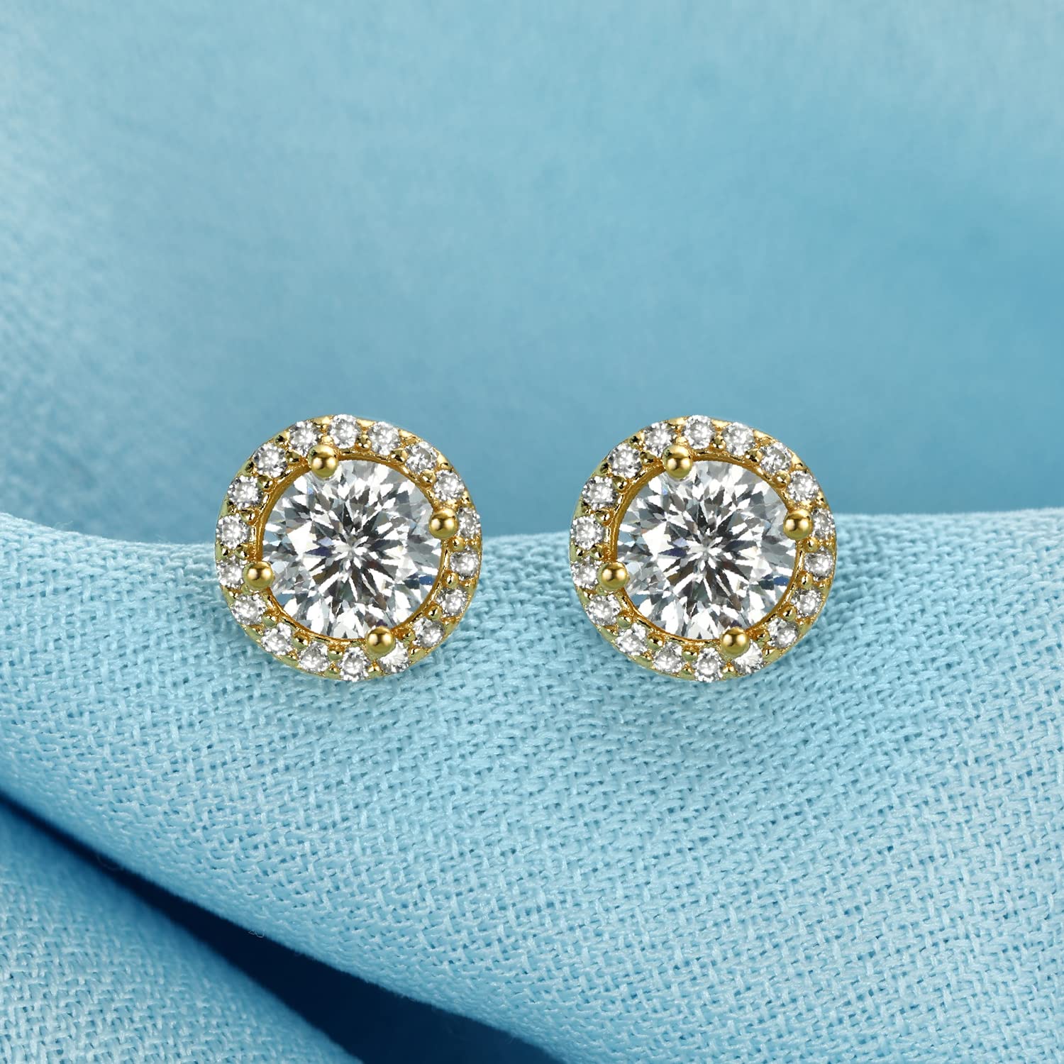 MomentWish Moissanita Pendientes Plata/Oro Mujer, 1-2 Quilates Moissanite Diamante Plata de Ley 925 Pendiente Hombre Hipoalergénico Regalo para Mujeres 5/6.5mm