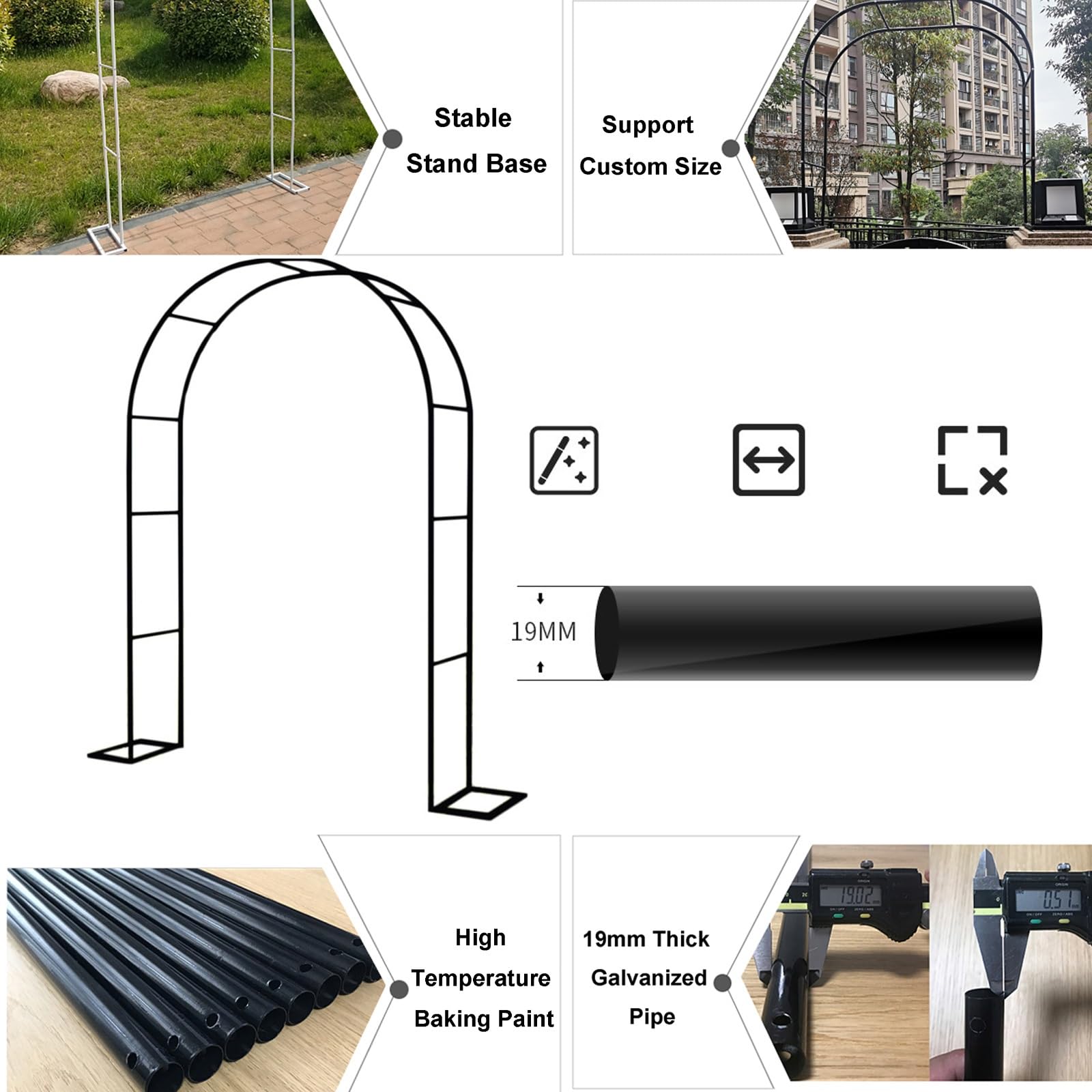 Metalowa kratka ogrodowa do roślin pnących, dekoracyjna altana ogrodowa, wsparcie dla winorośli i kwiatów (3 x 2,5 m)