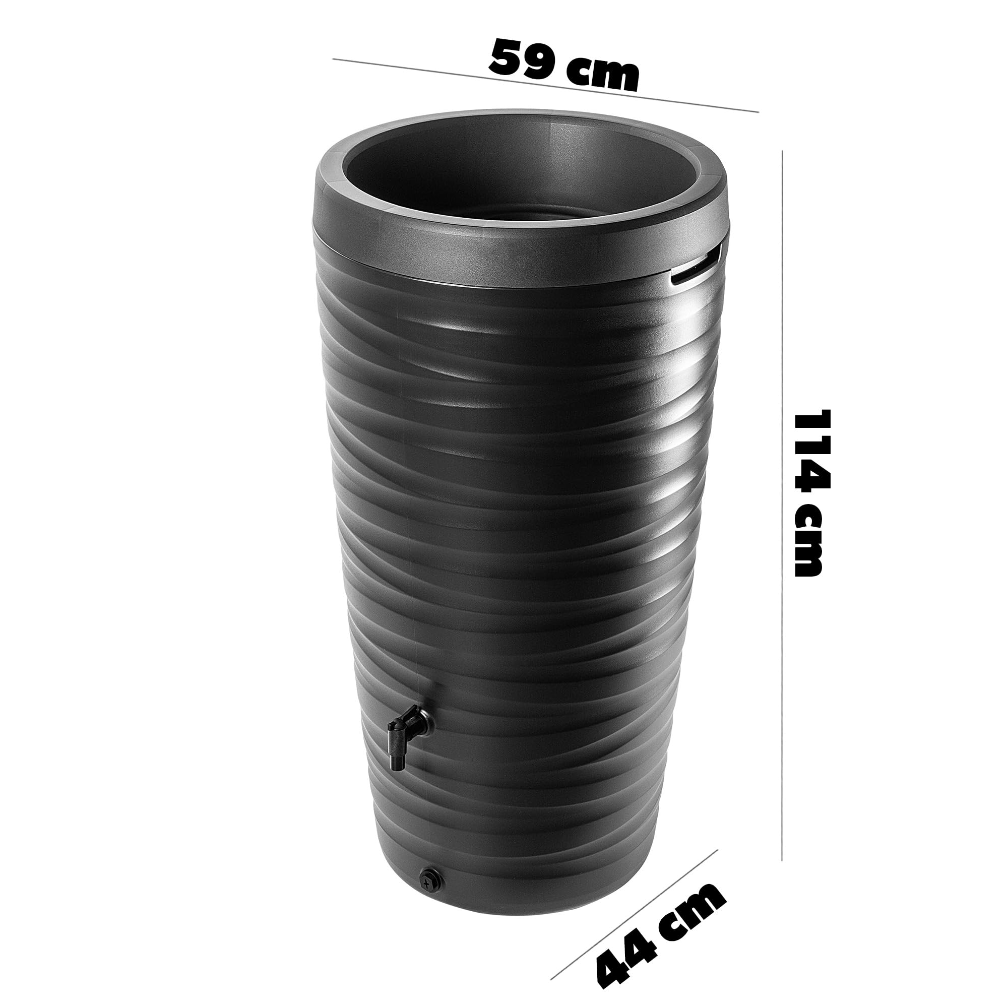 KADAX Barril de lluvia de 240 l, barril de lluvia con grifo, maceta y soporte, depósito de agua de lluvia de plástico, depósito de agua de lluvia para recoger agua de lluvia