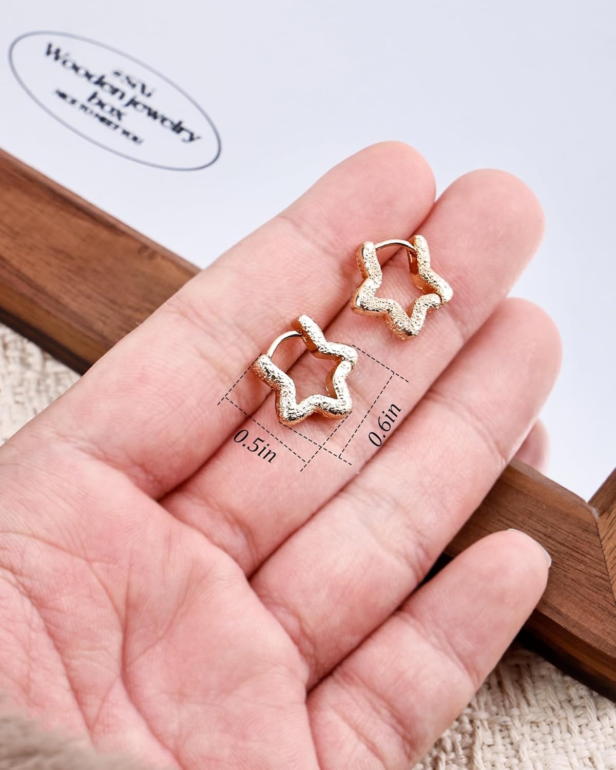 14K Gold Plated Star Huggie Hoop Earrings - Minimalist Sleep Earrings with Cut-Out Star Design, Simple Daily Earrings for Women Trendy - Image 3