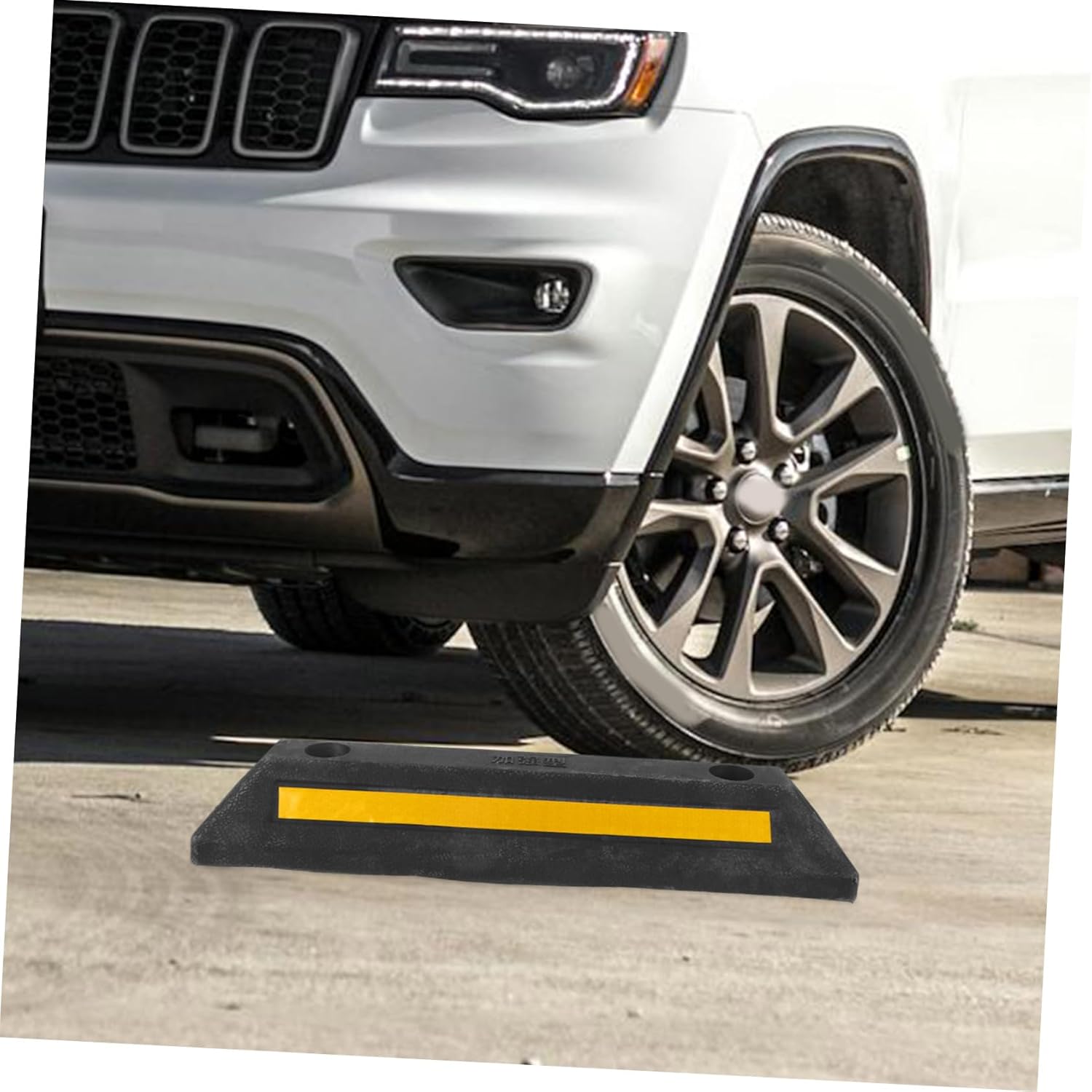 Parking Stopper for Garage Rubber Wheel Stopper Reflective Tape Easy Installation for Cars Rvs and Trailers Reliable Parking Aid for Home and Commercial Use