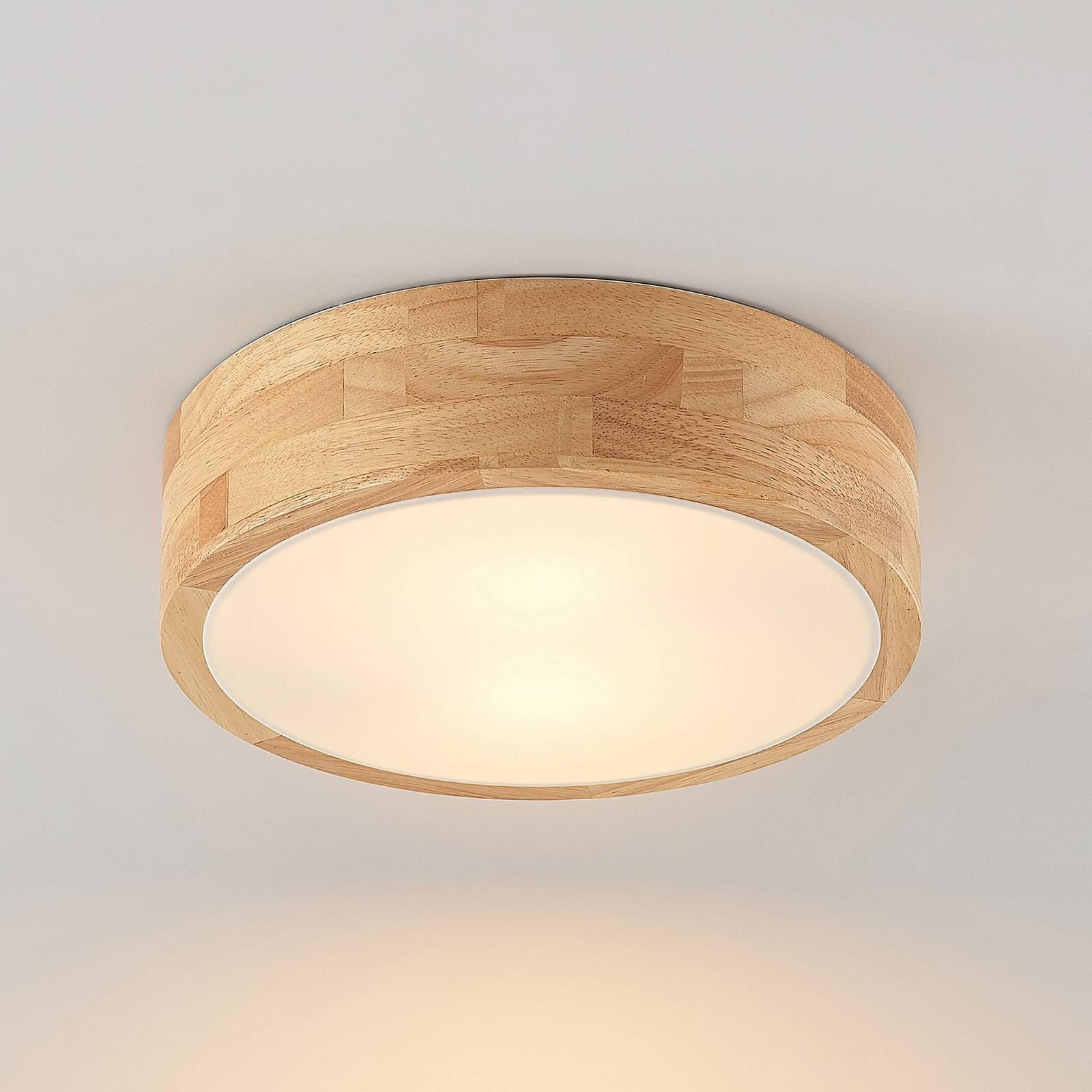 Lindby Deckenlampe Tanju (Landhaus, Vintage Rustikal) aus Holz (2 flammig E27) - Deckenleuchte Lampe Wohnzimmerleuchte