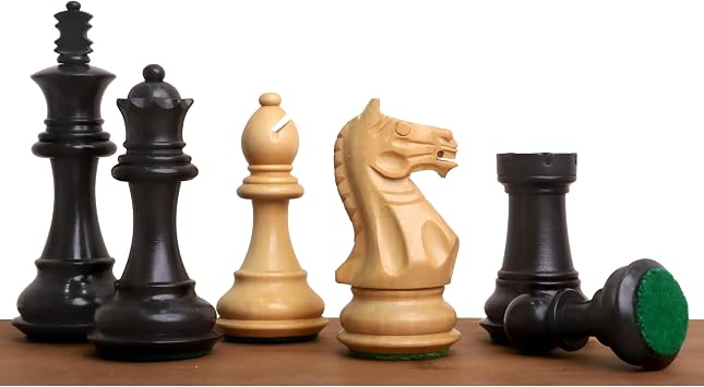 RoyalChessMall Fierce Knight Staunton Chess Pieces set - Weighted Boxwood - 3.5" Extra Queens