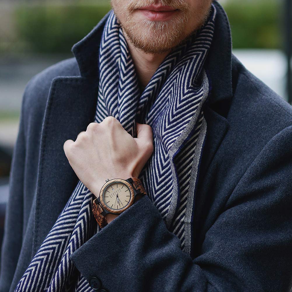 BOBO BIRD Reloj analógico de madera para hombre, de cuarzo, con visualización semanal, ligero, hecho a mano, reloj de pulsera para hombre