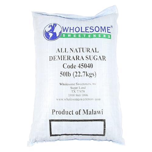 Edulcorantes naturales de azúcar Demerara, 50 libras, una sola unidad, (el embalaje puede variar)