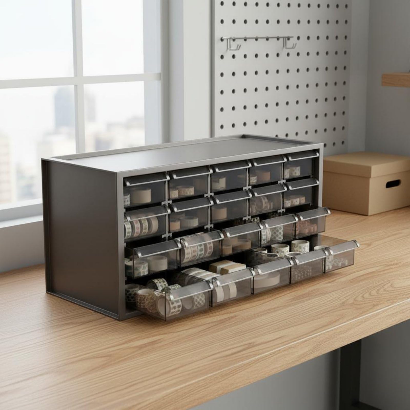 Scatola Portaoggetti a Cassetti Multifunzione Mini Cassettiera da Scrivania Multi-Scomparto Mobile Organizer da Scrivania per Ufficio, Studio, Bianco