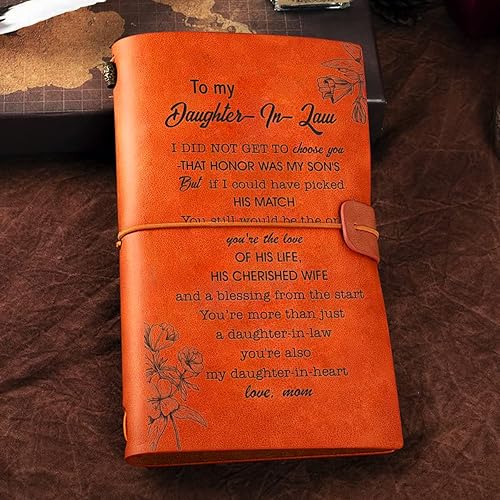 Miniatura 3 de Diario de cuero para nuera de mamá - a mi nuera - Diario de viaje de cuero grabado inspirador en relieve, regalo para boda, cumpleaños, aniversario