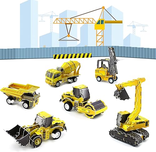 Rompecabezas creativos 3D Juego de rompecabezas de vehículos de ingeniería de construcción 3D Paquete de 6 Juguetes inerciales de tracción hacia