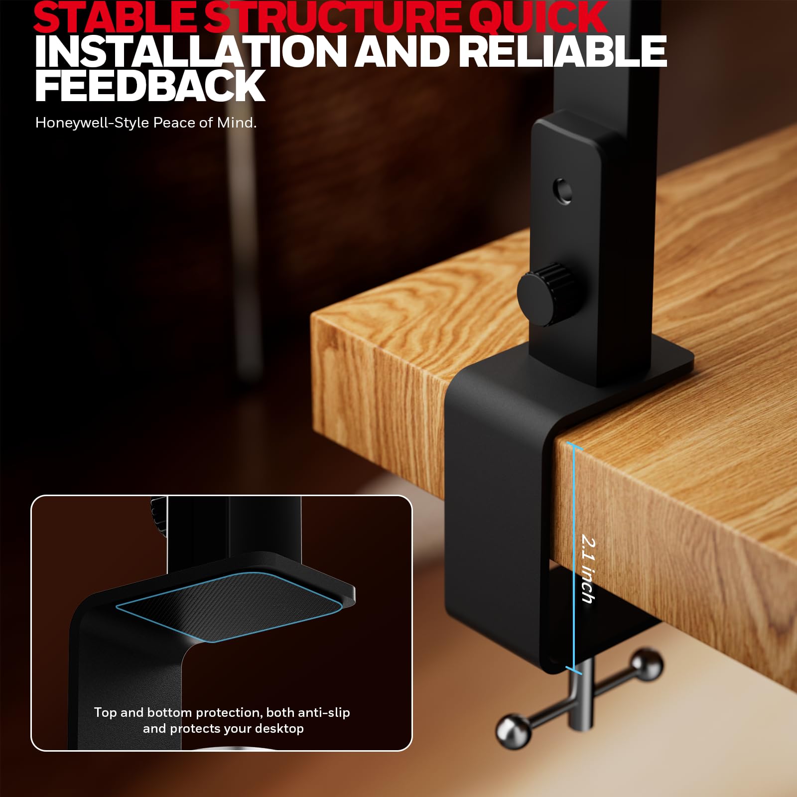 Honeywell Ampia lampada da scrivania con morsetto per doppio monitor, lampada da scrivania a LED a spettro completo da 22 W per casa e ufficio, luce architetto regolabile in 3 sezioni per scrivania