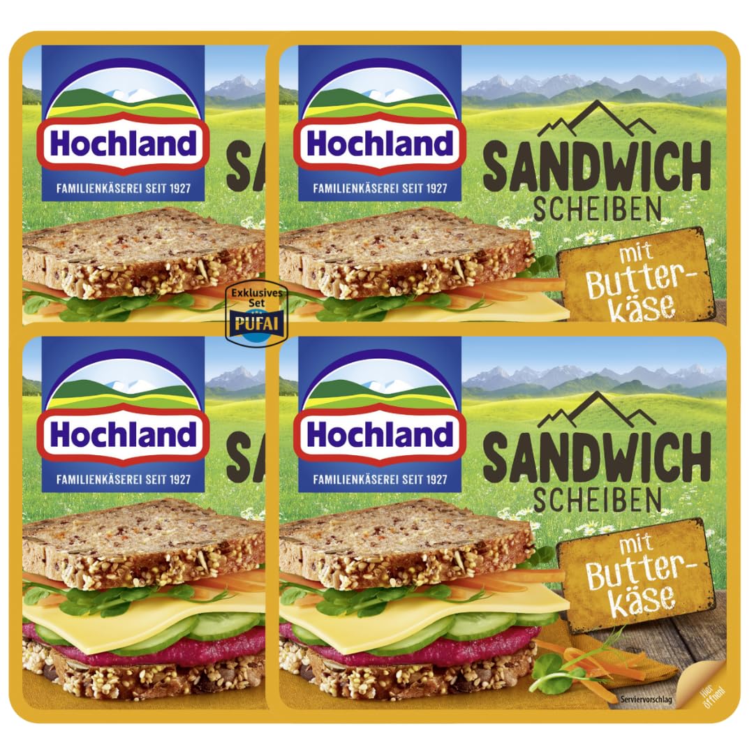Käsescheiben mit Butterkäse – 150 g, 4er Pack | Mild & cremig | Ideal für Sandwiches, Toast & Snacks