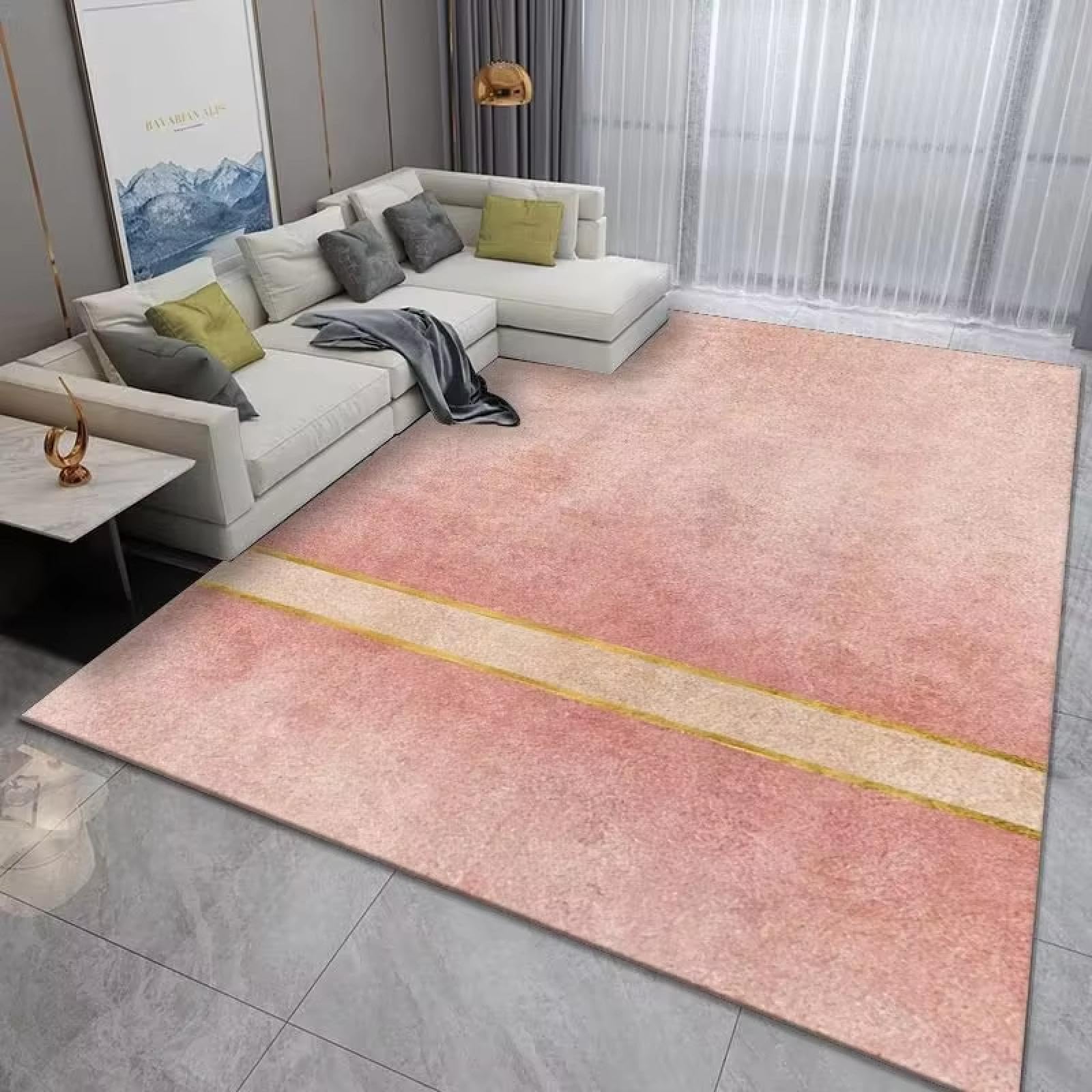 Tapis grand surface rose 120x180 cm moderne lavable salon