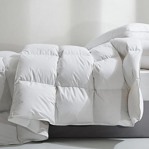 Down Comforter King Size - Luxurious All Seasons Duvet Insert,Lightweight Ultra-Soft Plush Cloud Fluffy 750 Fill Premium Hotel Bedding Comforter with 8 Corner Tabs(106 * 90 inch，White)