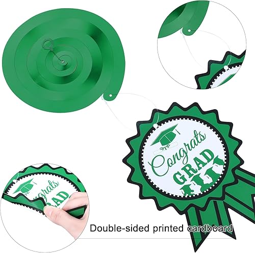 Miniatura 3 de Decoraciones para fiestas de graduación 2022, 30 unidades de remolinos colgantes de aluminio con diseño de estrellas, toga, diplomas, serpentinas de
