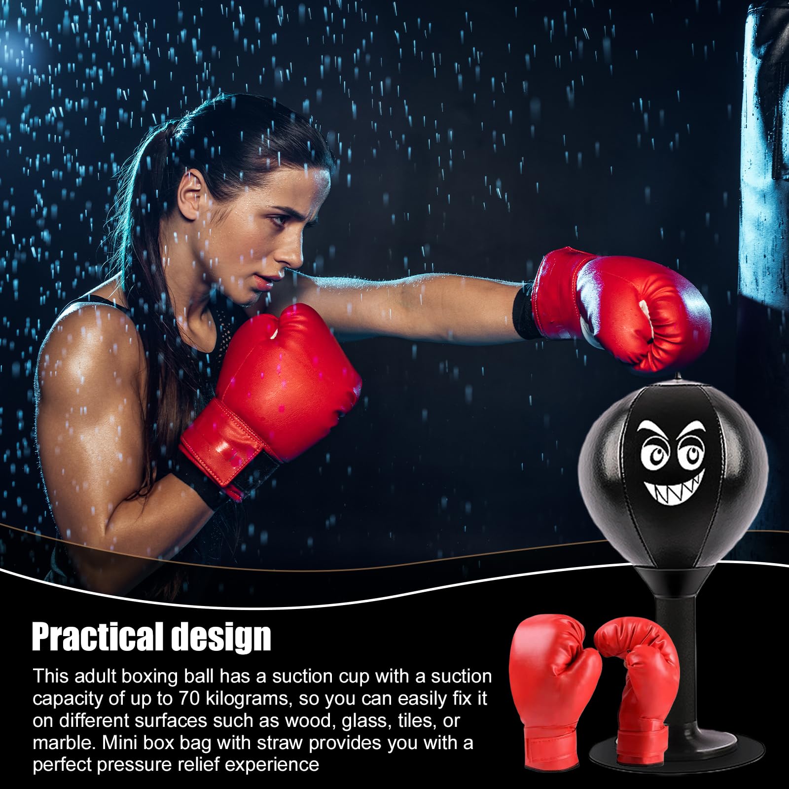 Punching ball tavolo con guanti, borsa da punching per adulti, mini sacco da boxe Punching ball con ventose forti, pompa ad aria, scatola per casa e scrivania, per alleviare lo stress
