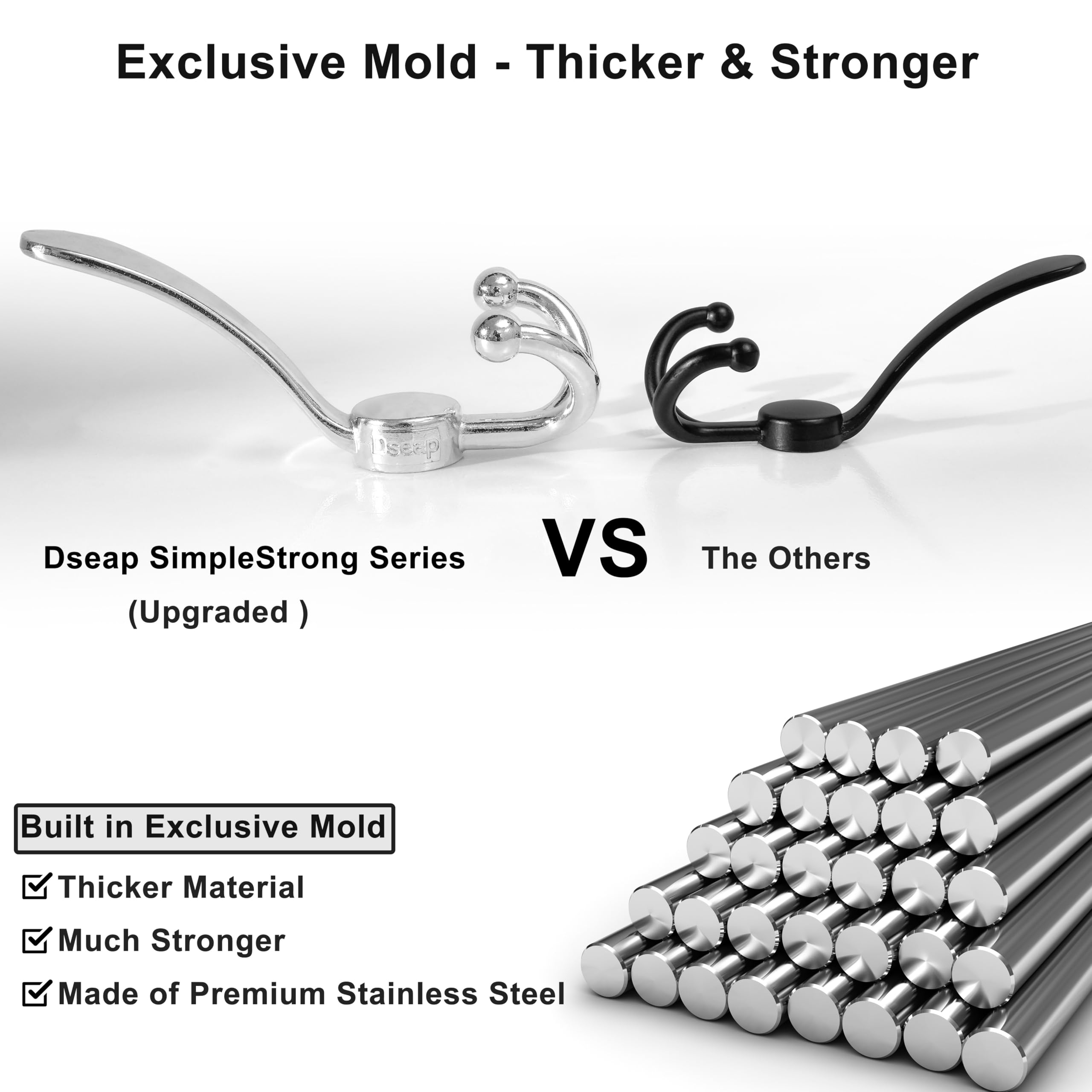 Dseap Upgraded Over Door Hook, Chromed, Pro with Easy-Install (2pcs) - Image 3