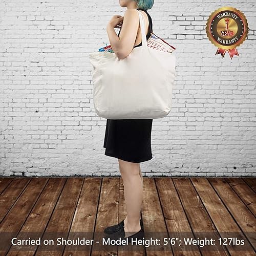 Miniatura 2 de TOPDesign Paquete de 12 bolsas de compras reutilizables para comestibles, bolsas de lona plegables