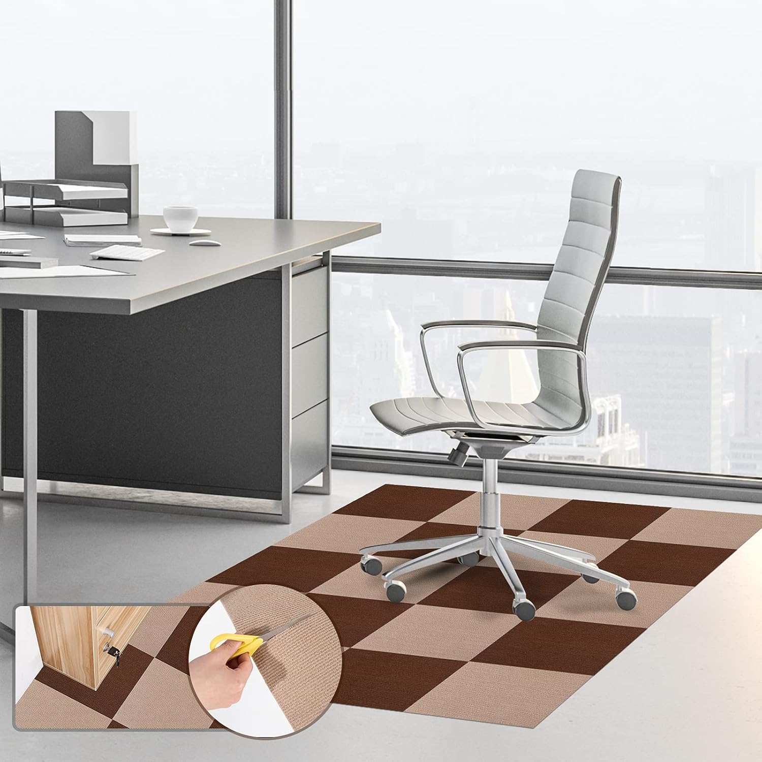 Carpet Tiles Self Adhesive Carpet Squares for Office, Home, Easy to Peel and Stick 89"x 71" Large Carpet ( 17.7" Per Piece, 20pcs) : Tools & Home Improvement