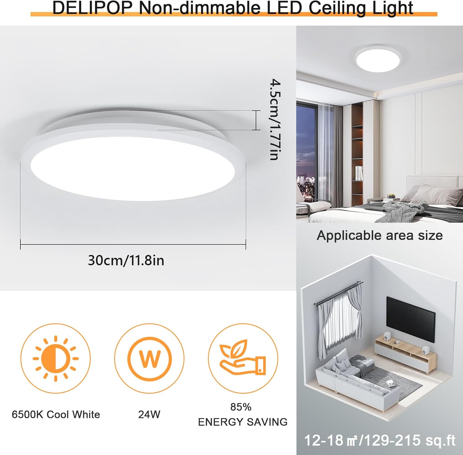 DELIPOP Ceiling Light Dimensions and Features