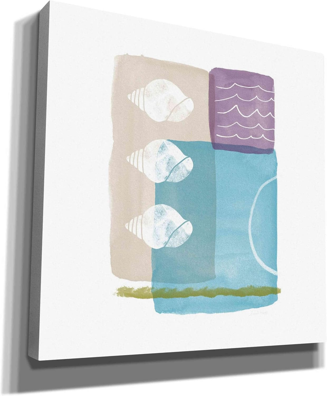 Epic Graffiti 'Seashells And Waves' by Linda Woods, Canvas Wall Art, 12"x12"