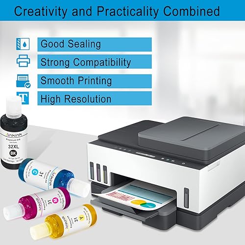 Miniatura 10 de Ankink T522 522 Botella de tinta de repuesto de alta capacidad de 20.3 onzas líquidas para botella de repuesto de tinta compatible con Epson 502 Uso