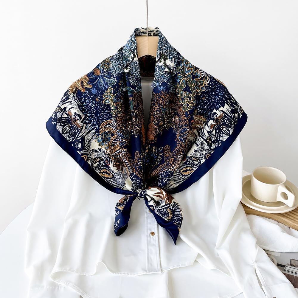 FairyCity Mulberry Silk Square Scarf for Women 35" Lightweight Hair Bandana