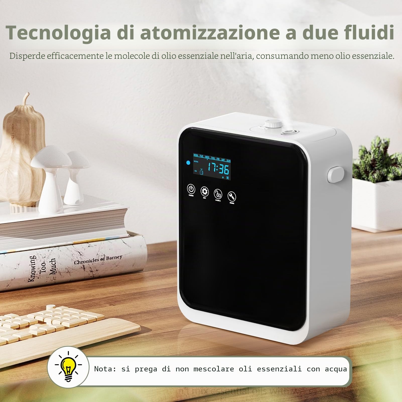 Smart Scent Air Machine con Nebulizing Tech per la casa, diffusore di aromaterapia Bluetooth, adatto per lobby, corridoio (bianco)