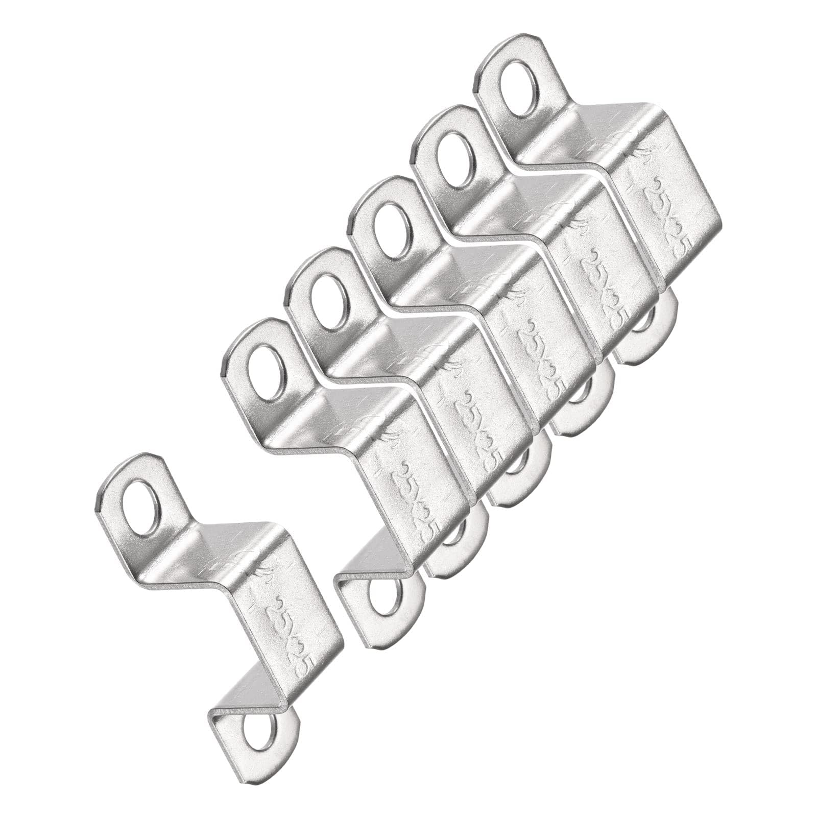TOP-VIGOR 6Pcs U Shaped Connector Bracket, 25mm x 25mm Stainless Steel Bracket Stainless Steel Pipe Clamp, Heavy Duty Conduit Clamps for Pipe Tube Wire Fixing, Door Closed Bar Holder Strut
