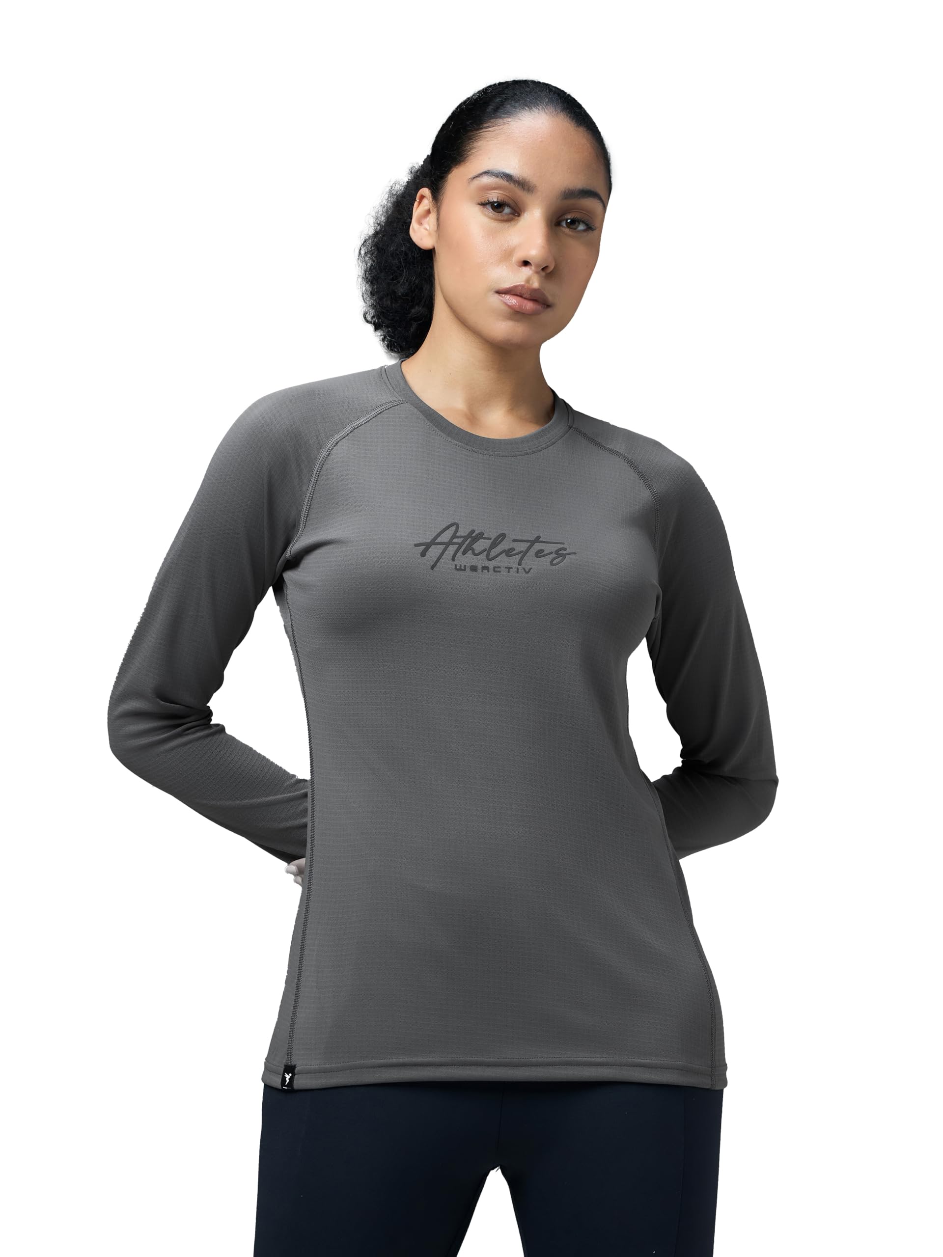 technosport Women's Slim Fit Self-Design Crew Neck Full Sleeve T-Shirt with Technocool+, UPF50+ Sun Protection for Sports, Gym & Regular Use-picture-15