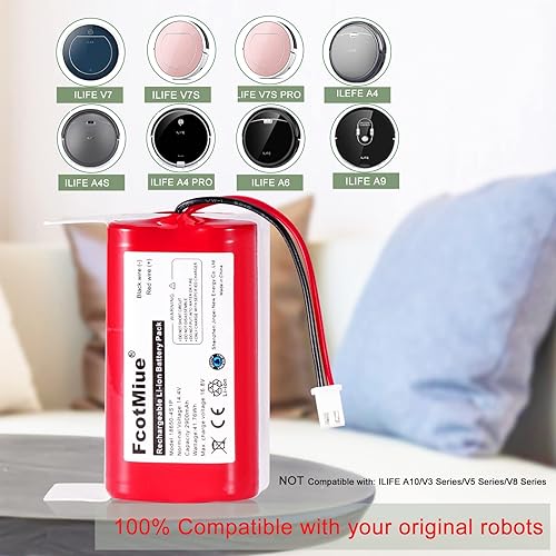 Miniatura 6 de FcotMiue Batería de repuesto PX-B020 para ILIFE A4S, A4S Pro, A6, A7, A8, A9, V5, V5S, V7, V7s, V7s Plus, W400, baterías de litio de repuesto, 14.4V