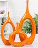 Ceramics Flower Set of 3, Oval Hollow for Decor，Modern Ceramic Flower for Centrepieces，Handmade Home Decoration for Pampas Grass Branches Roses Tulips Violets Color : Orange