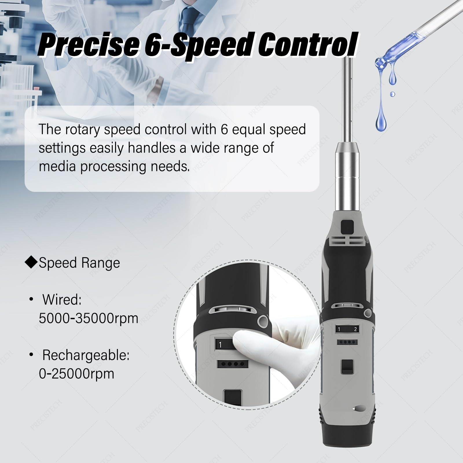 Homogeneizador Compacto 0,5–250 Ml, Homogeneizador Con Velocidad Regulable Para Laboratorio(10+6mm,Wired)